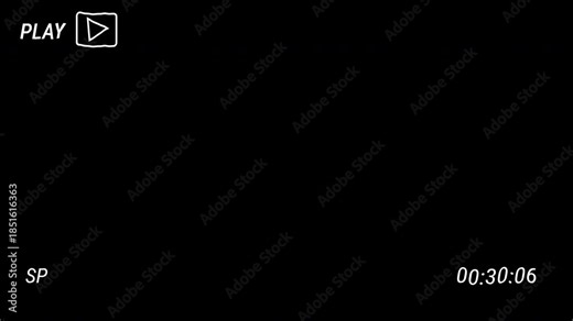 Old VHS play and timecode overlay with noise line, Alpha Channel, 4K Video