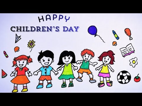 Children’s day drawing வரையலாம் / how to draw children’s day picture