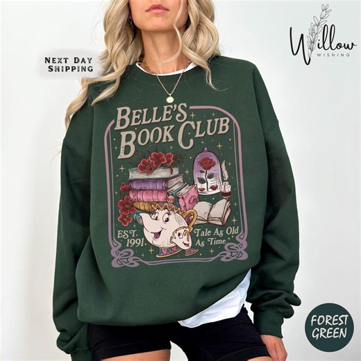 Belle’s Book Club Sweatshirt, Retro Book Pullover for Her, Tale as Old as Time Sweater, Beauty and the Beast Gift for Readers - Etsy