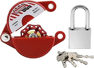 Gate Valve Lockout Device with Safety Padlock – OSHA-Compliant Lockout Kit for Outdoor Faucets, Water Spigots, and Propane Tanks (Fits 1 to 2.5-Inch Valve Handles)