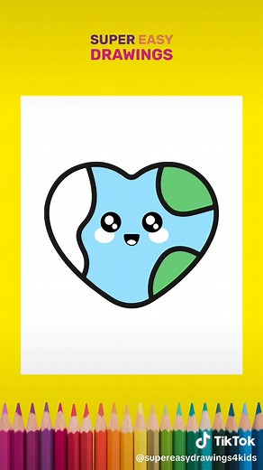 How to Draw a Cute Earth Heart for Kids