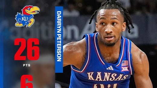 堪萨斯后卫Darryn Peterson再次复出对阵UCF单场26分6篮板