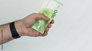Video Human hands counting paper money banknotes. Counting European banknotes.