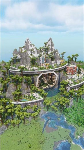 Futuristic Mountain City Minecraft Timelapse Build #minecraft