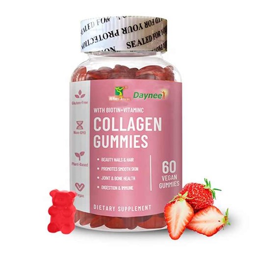 Hydrolyzed Collagen Filled Gummies Peptide Protein for Healthy Skin Hair & Nail Energy Immunity Bone & Joint Support