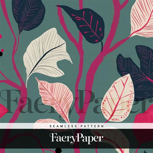 Floral Seamless Pattern With Botanical Branches | Digital Design for Fabric, Crafts and POD - Etsy