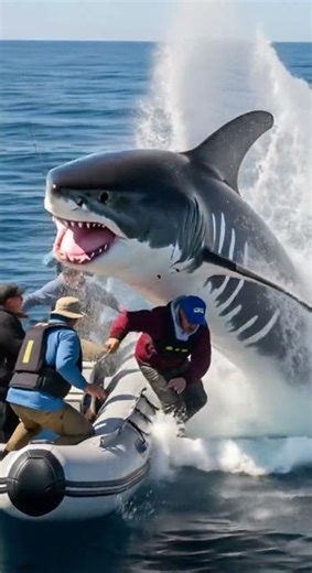 POV: A shark attacks a boat full of fishermen Watch the epic struggle
