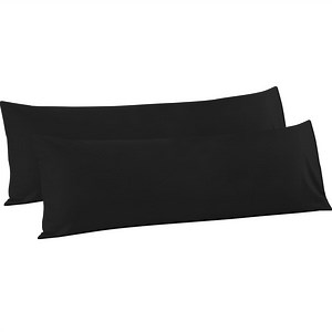 Flxxie 2 Pack 100% Brushed Microfiber Body Pillow Covers, Ultra Soft and Cozy Full Body Pillowcases for Adults, 20" x 54", Black (Not Include Body Pillow)