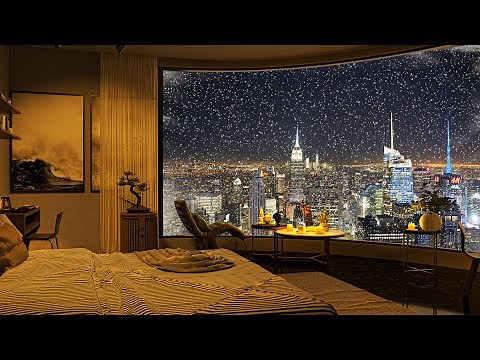 Smooth Piano Jazz Music in 4K Cozy Apartment in New York to Relax/Study/Work to