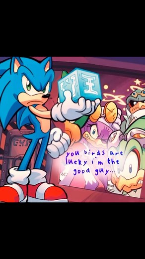 Rey on Instagram: "I think the Scourge vs Sonic dynamic becoming more than its original trope of “good vs bad version of the same character” is so genius. Starting in issue 172, it’s established that Scourge isn’t JUST evil sonic. He’s Sonic, just without the people who love him. He has all the same powers, same core traits; however, he doesn’t have the LOVE Sonic does. It’s established that Scourge’s dad is a deadbeat, whereas Sonic’s is loving/doting. Scourge doesn’t have a group of friends, h