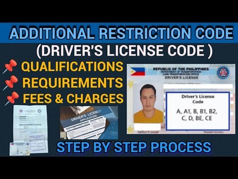 ADDITIONAL RESTRICTION CODE OR DRIVER'S LICENSE CODE REQUIREMENTS QUALIFICATIONS FEES AND CHARGES