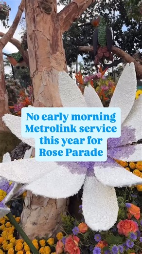 Metrolink on Instagram: "ATTENTION: Please make alternative transportation plans to reach the parade route on January 1, 2026. @metrolosangeles will have service along the A Line that morning, so consider parking at an A Line station and traveling to Pasadena. Metrolink will run a weekend schedule on New Year’s Day and the $10 SoCal Day Pass will be available."