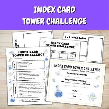 Index Card Tower Challenge STEM Activity with Score Sheet & Certificate