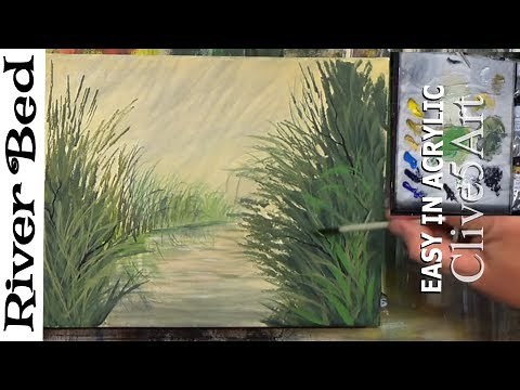 River bank & Reeds, Acrylic painting,clive5art