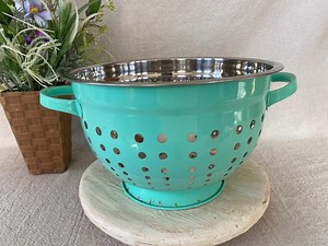 Large Turquoise Enamel Colander - Etsy
