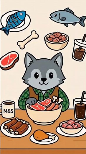 ASMR Mukbang: Cartoon Wolf Enjoys Meat Feast | Satisfying Eating Sounds