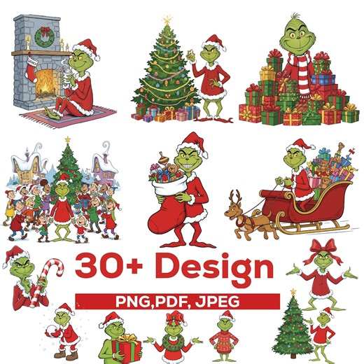 Grinch Christmas Clipart Bundle – 30  PNG, PDF, JPEG Designs (instant Download) - Etsy UK