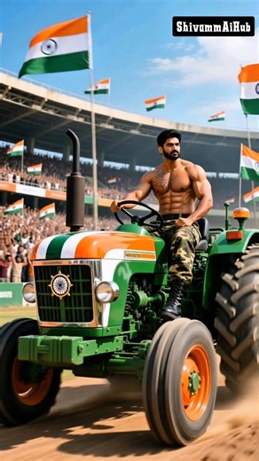 🚜The Ultimate Tractor Race Battle in two army mens India vs Pakistan #ai #army #tractor #india