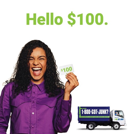 After we make your junk disappear, you’ll get a $100 voucher to keep–or give to someone who could use a hand. Book today! | 1-800-GOT-JUNK?
