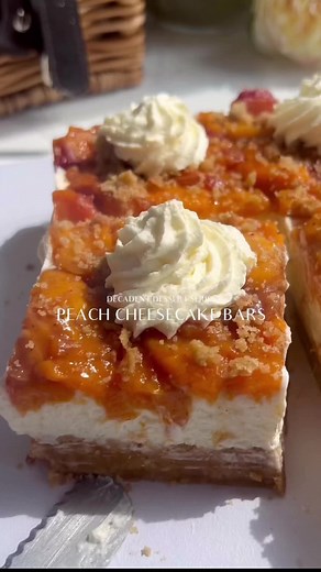 Peach Cheesecake Bars Recipe – No Bake with Caramel Topping