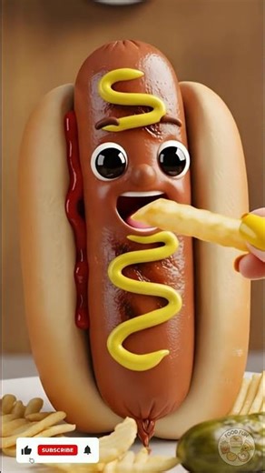 Hotdog Eats a Bite | Cute Funny Food Animation #Hotdog #Shorts #FoodEatsFood