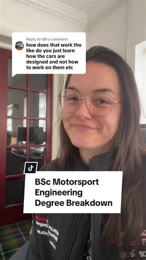 Replying to @Idk I hope this answers your questions! Please let us know if you have any more about how the motorsport engineering degree works 🤗 #motorsportdegree #raceengineer #engineeringstudent #engineertiktok #motorsport #motorsportengineer #motorsporttiktok #motorsports #formulaonetiktok #motorsportindustry