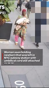 A clip released by the NYPD Tuesday shows the woman holding a bundle wrapped in white cloths in her arms as she walks down the sidewalk in Midtown — not far from where the baby was discovered at the 34th Street-Penn Station. https://trib.al/rTJQVuh | New York Post Video