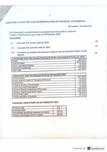 QUESTION 4: ANALYSIS AND INTERPRETATION OF FINANCIAL STATEMENTS... | Filo