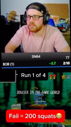 Speedrun Fail = 200 SQUATS😭😭 #sm64 #funny #fail #gaming