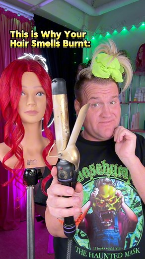 😬 Your hair smells burnt because there’s probably product and oil baked onto your straightener or curling iron. When you turn the heat up, that buildup literally cooks and the smell transfers to your hair. It can also trap moisture and make your tool heat unevenly, which is why you sometimes hear that sizzle. But its an easy fix: ✨ Let your straightener or curling iron cool down completely ✨ Grab a soft rag or microfiber cloth ✨ Add a little rubbing alcohol to the cloth and gently wipe the plat