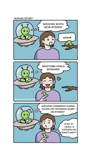 When you find your hyperfixation in the wild #comic #comicstrip #webtoon #humor #caterpillar #alien