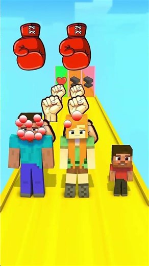 Help in Punch FAMILY RUN with Steve and Alex #minecraft #minecraftanimation