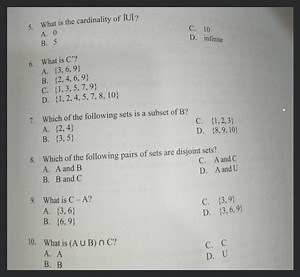 What is the cardinality of |U| ?... | Filo