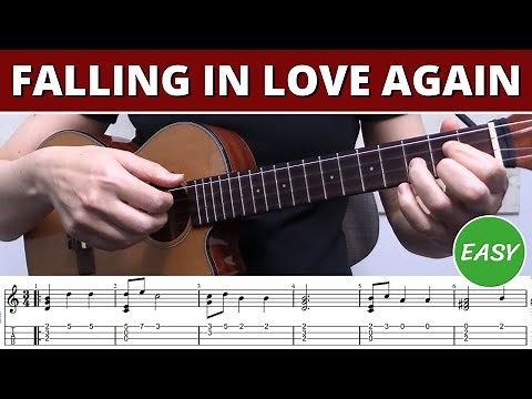 Falling In Love Again 🎵 EASY Fingerstyle Ukulele Tabs, Tutorial, High or Low G Tuning