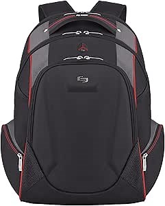 Solo New York Laptop Backpack for Women & Men -Carry On Bookbag for Travel & Work, Lightweight Bag, Hard-Shell Front Organizer, Padded Straps, Fits 17.3" Computer - Launch, Black