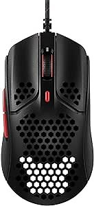 HyperX Pulsefire Haste – Gaming Mouse – Ultra-Lightweight, 59g, Honeycomb Shell, Hex Design, HyperFlex USB Cable, Up to 16000 DPI, 6 Programmable Buttons - Black/Red