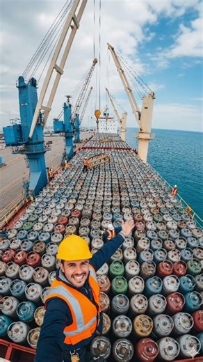 Part-3|😱 Gas cylinders loaded onto ship! Leaving for India soon 😱🔥#vir #ytshorts #viral #viralvideo