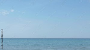 Sea horizon. Ocean landscape. Summer travel. Panoramic view of calm seascape ripple waves with clear light day blue sky nature background.
