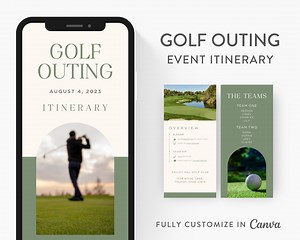 Golf Outing Itinerary Template, Editable on Canva, Printable Editable Template, Golf Tournament Planner Digital Template Download - Etsy