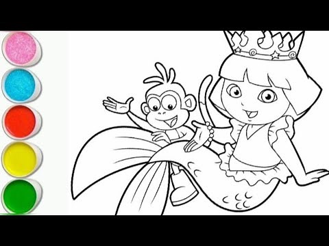 Dora the explorer Drawing painting🎨 and colouring for Kids and Toddlers