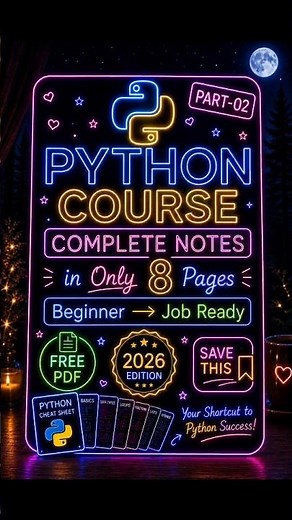 Comment or Dm "Python" to get it in PDF 📑!Python Course Complete Notes in easy way engineering