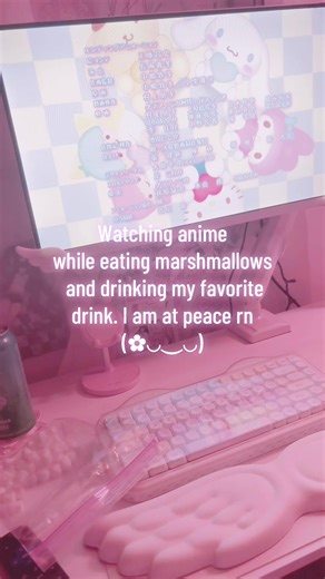Yes I am eating a bag of marshmallows. I love them just as much as normal candy lol, I have quite the sweet tooth if you couldn’t tell ٩(๑❛ᴗ❛๑)۶ ☆⋆｡𖦹°‧★ #cutecore #cutecore🎀🦴🍮🐾 #kawaiikei #kawaii #anime Keywords: Pastel cutesy cute pink happy sweet candy marshmallows chill aesthetic sanrio