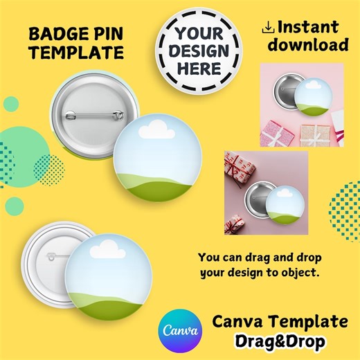 Kreis Button Pin Mockup, Canva Vorlage, Button Badge Mockup, digitaler Download - Etsy.de