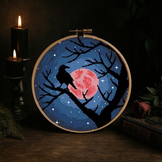 Crow Cross Stitch Pattern Digital Format - PDF - Etsy