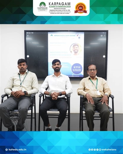 The Department of Civil Engineering, Faculty of Engineering,Karpagam Academy of Higher Education, Coimbatore organised a seminar titled “Understanding SPT Data Interpretation and Basics of Geophysical Instrumentation” on 17.11.2025 The session was delivered by Er. Karthik N, Geotechnical Engineer, UCON Structures LLP, Chennai. The seminar focused on the fundamental concepts of SPT, interpretation of test values, theoretical background of subsurface exploration, and an introduction to the basic p