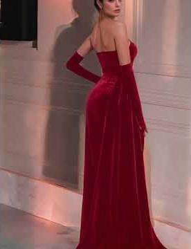 Sexy Red Dress for Women – Velvet Backless Dress