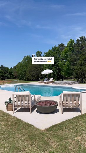 Let’s dig our Inground pool! ☀️🏊‍♀️Here’s the full process of our Inground pool installation!☀️ We have been so excited about this! The entire process took about 4 weeks to complete. We did 20x40 for the size, we did vinyl liner, salt water system, and we added a heater for the spring and fall months. We did 10ft of concrete on the deep end, shallow end, and one of the sides, and then the side with the hot tub, we only did 5ft of concrete, due to the slope in our land. 😍 I was so nervous about
