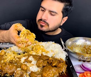 ASMR; EATING SPICY MUTTON CURRY MUTTON LIVER WITH RICE SALAD DRINK | Eating ASMR