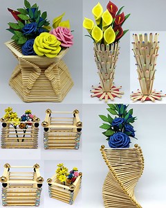 103K views · 3.9K reactions | 4 Types of Flower Vase - How to Make Flower Pot - DIY Ice Cream Stick Crafts #decor #flowervase #handmade | Craftsome | Facebook