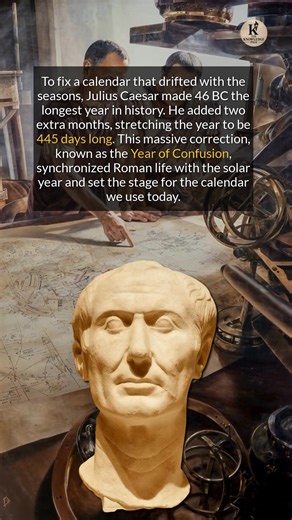 44K views · 342 reactions | To fix a broken calendar, Julius Caesar made 46 BC the longest year in history at 445 days long. #ancienthistory #historyfacts #worldhistory | Knowledge | Facebook